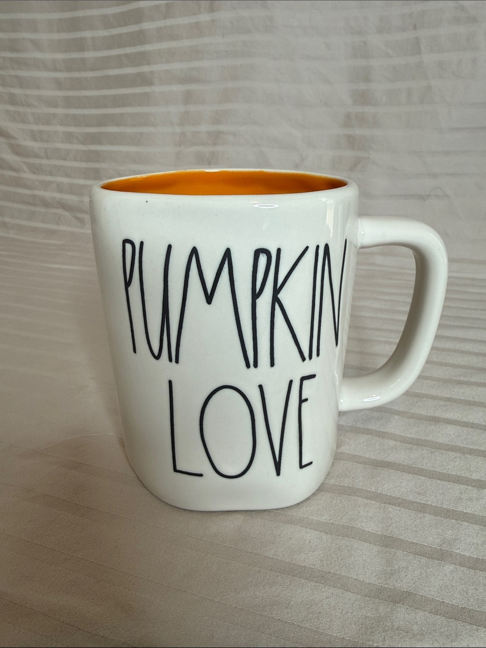 Rae Dunn White Mug with Orange Interior - PUMPKIN LOVE